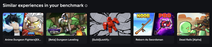 List of similar games on the Home Recommendations page.