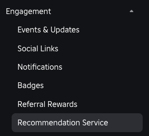 Link to recommendation service metrics within Creator Hub