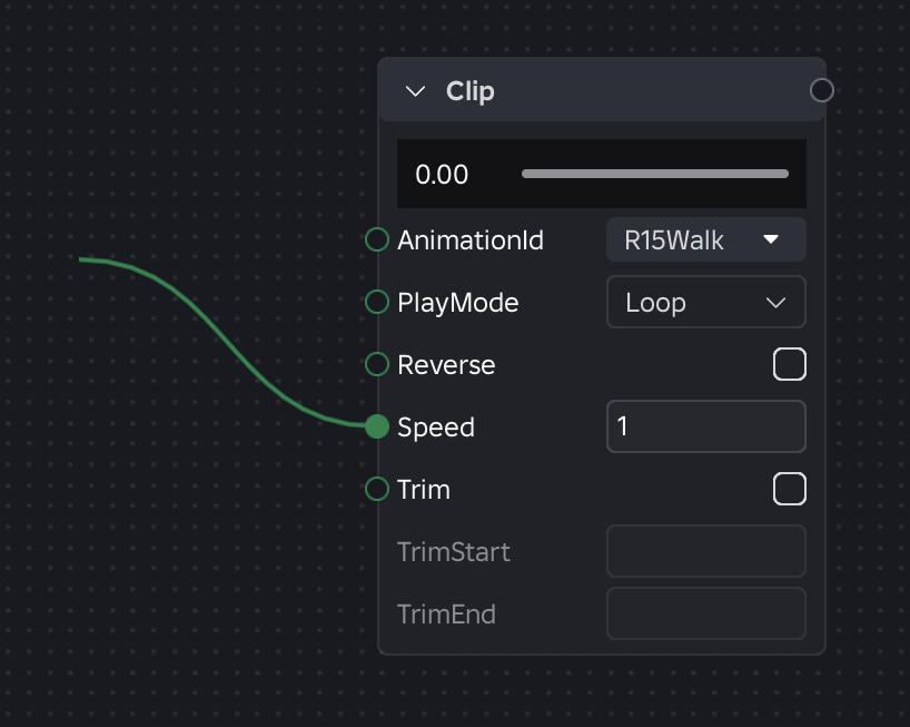 Click and dragging connector from Speed port of Clip node.
