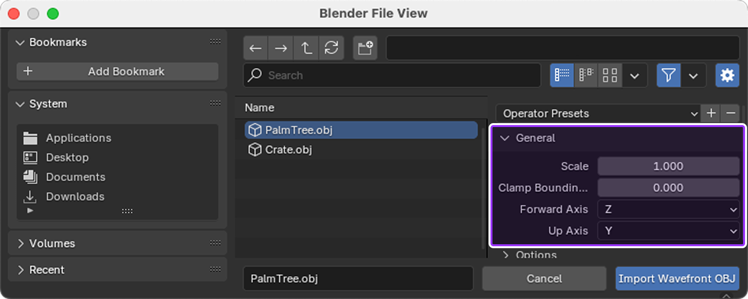 The Blender File View window with the General section highlighted.