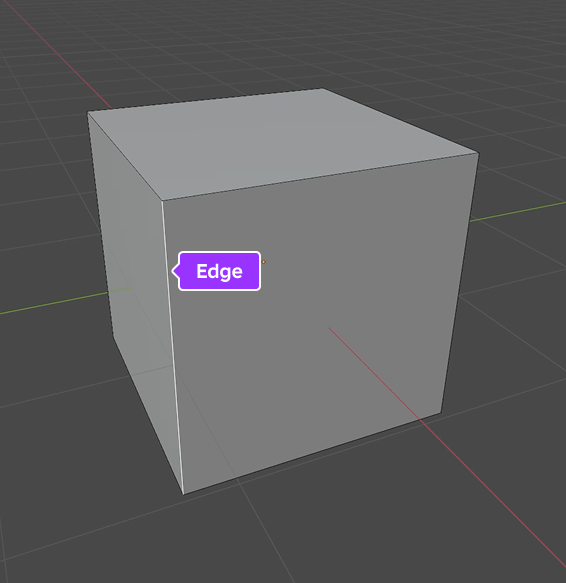 A single active edge on a cube mesh.