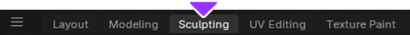 Blender's Topbar with the Sculpting workspace highlighted.