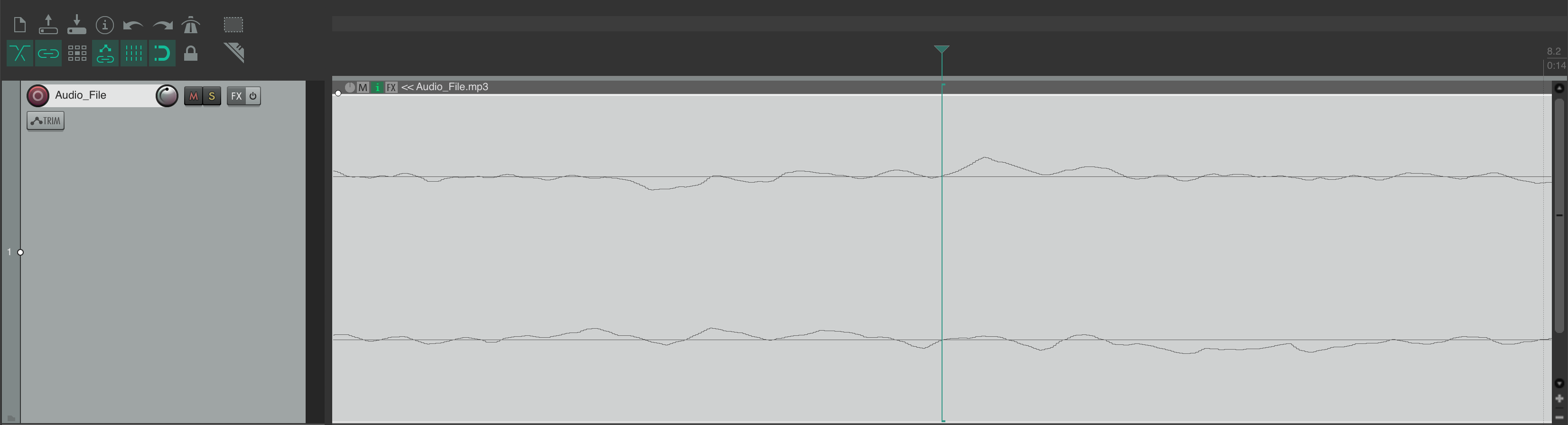 An audio track with the cursor over the loop point.