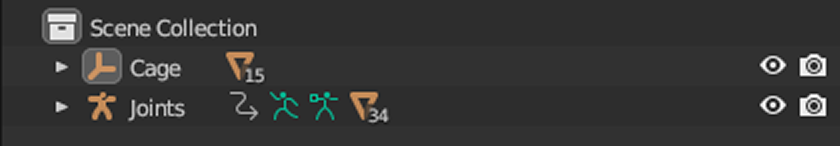 Screenshot of a Blender project Outliner with parent objects collapsed.