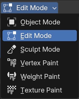 Blender's Modes selector with the Edit Mode menu item highlighted.