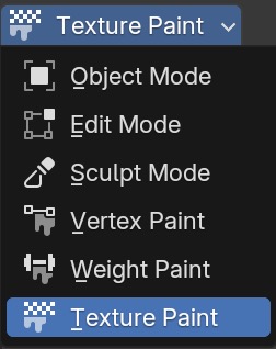 Blender's Object Mode dropdown with the Texture Paint Mode menu item highlighted.