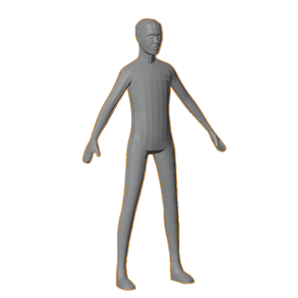 A humanoid shaped mesh in a neutral A-pose.