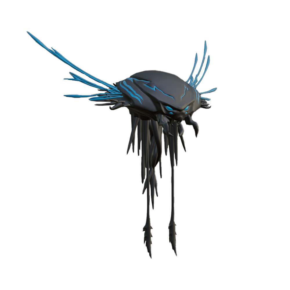 A black and blue alien creature with tentacles.