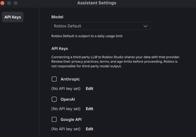 BYOK in Assistant Settings.