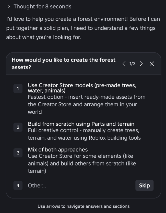 Example of Planning Mode in Assistant.