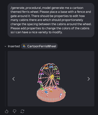 A generated ferris wheel with Assistant in Studio.