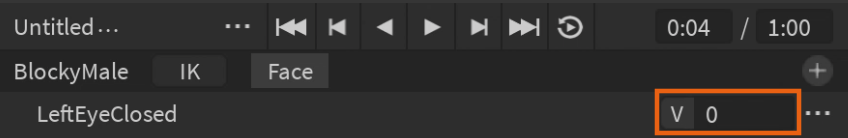 A close up view of the track list in the Animation Editor. The values input is highlighted.