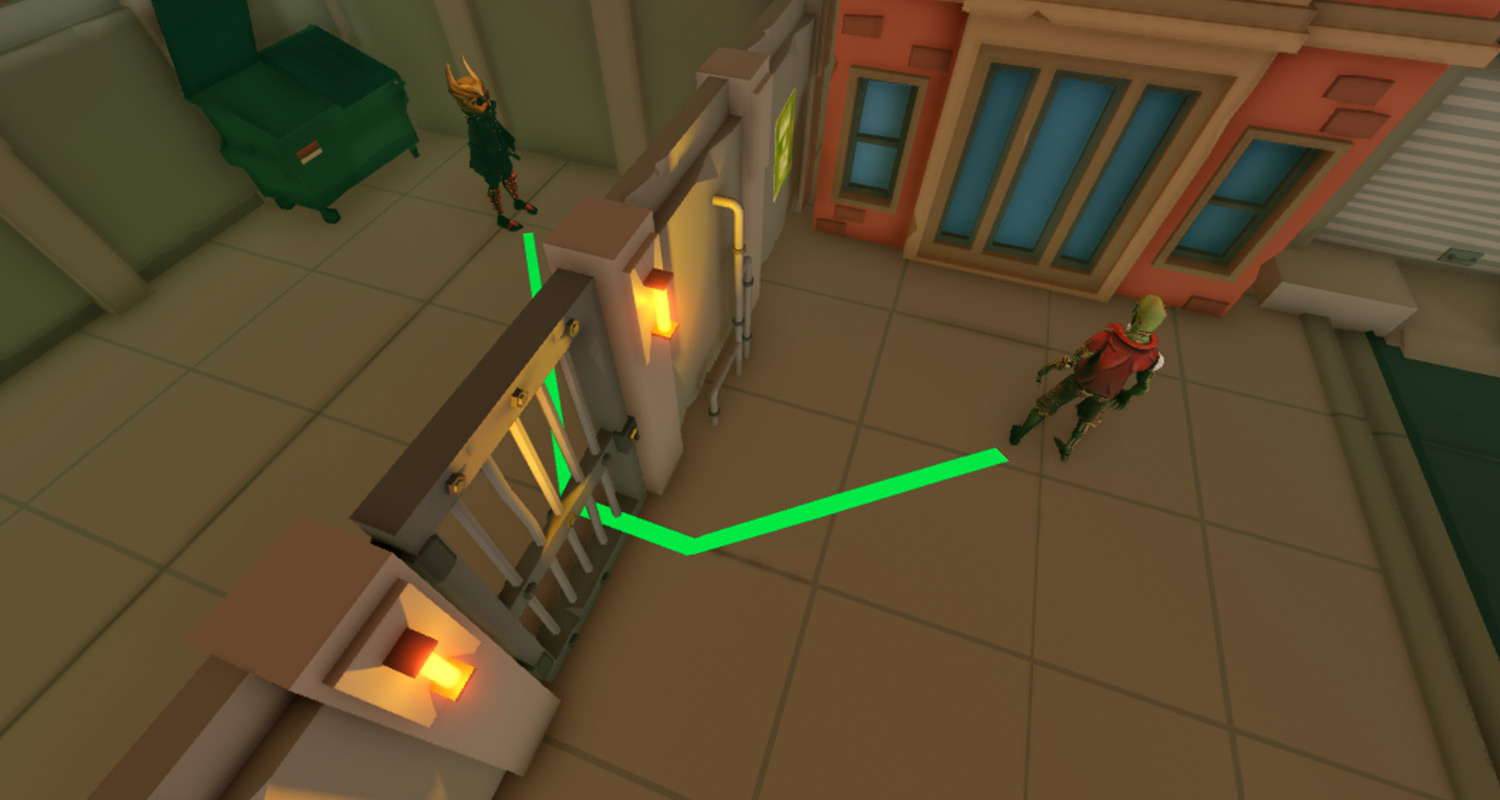 Zombie NPC path passing through the previously blocking door.