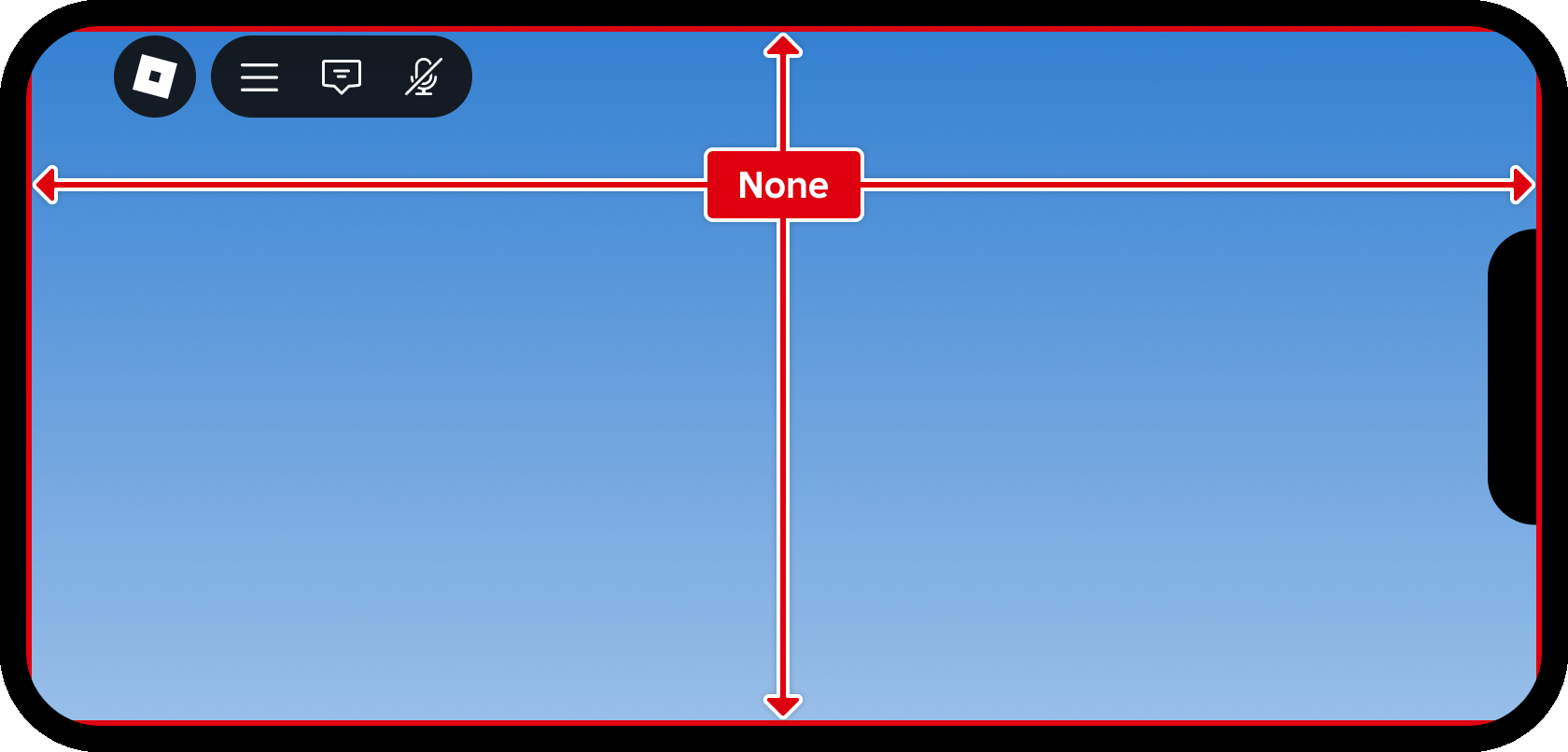Mobile device showing the entire screen region with no account for safe areas.