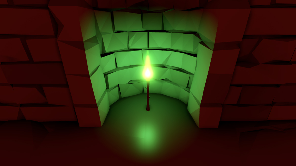A torch that emits green light.