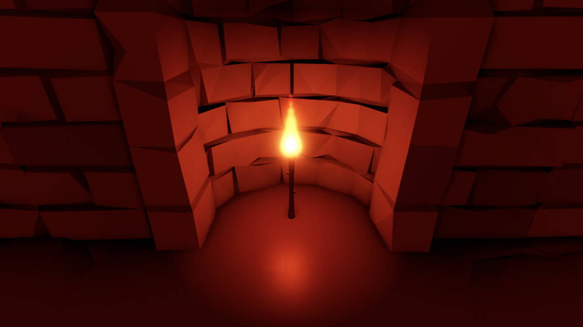 A torch that emits red light.