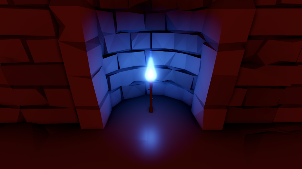A torch that emits blue light.