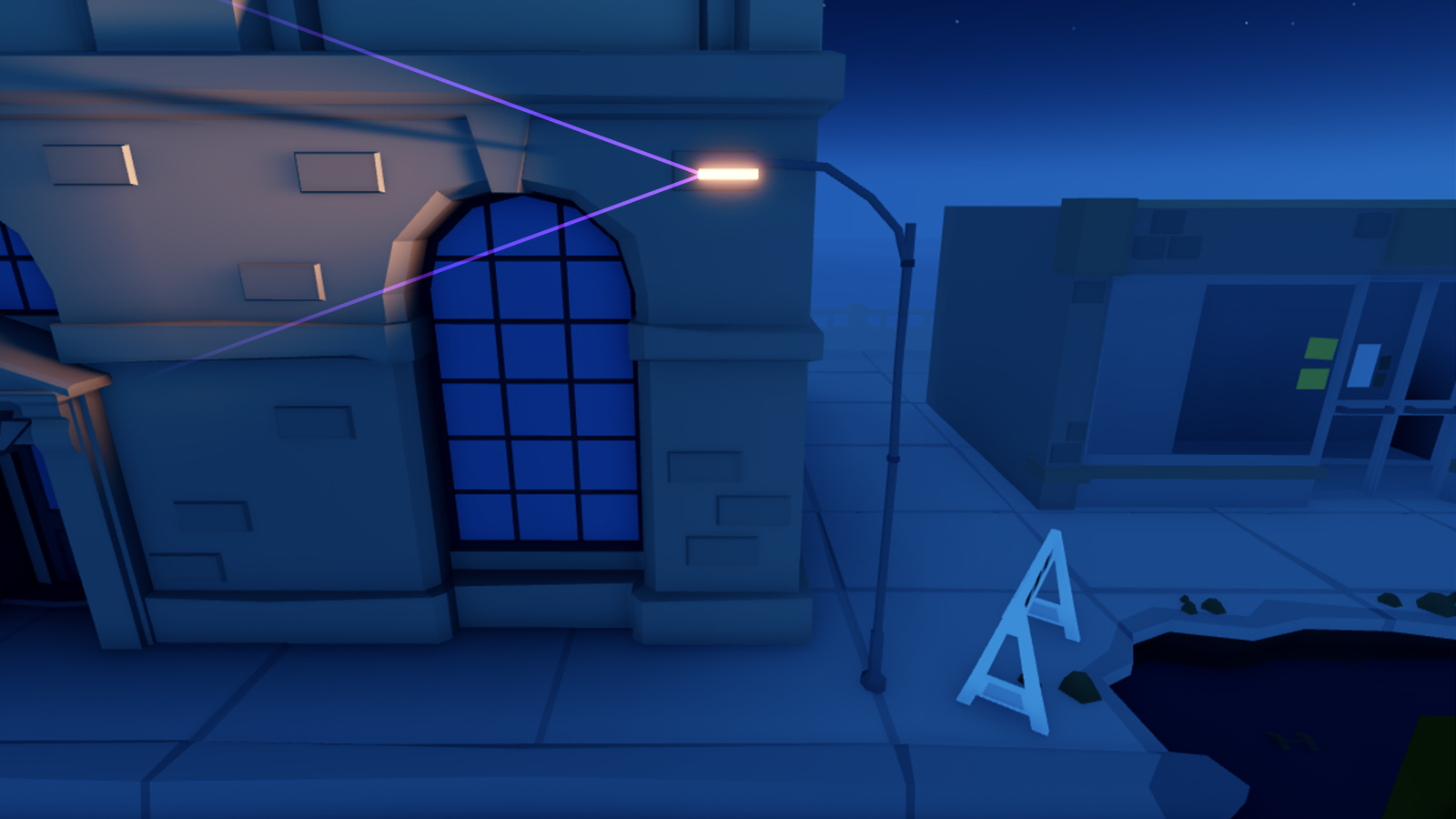 A street lamp spotlight that emits light from its left face.