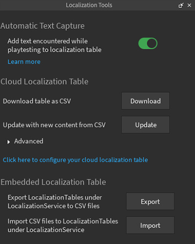 The in-Studio localization tool showing ATC toggle enabled.