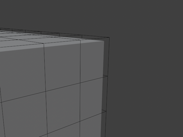 The layered mesh's outer cage, shown as a wireframe, enclosing the render surface in the Blender viewport.