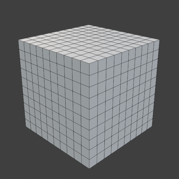 A cube in the Blender viewport.