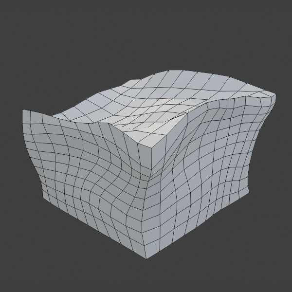 A flattened, twisted shape in the Blender viewport.