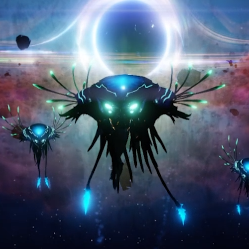 A floating alien creature in space, from the Beyond The Dark game