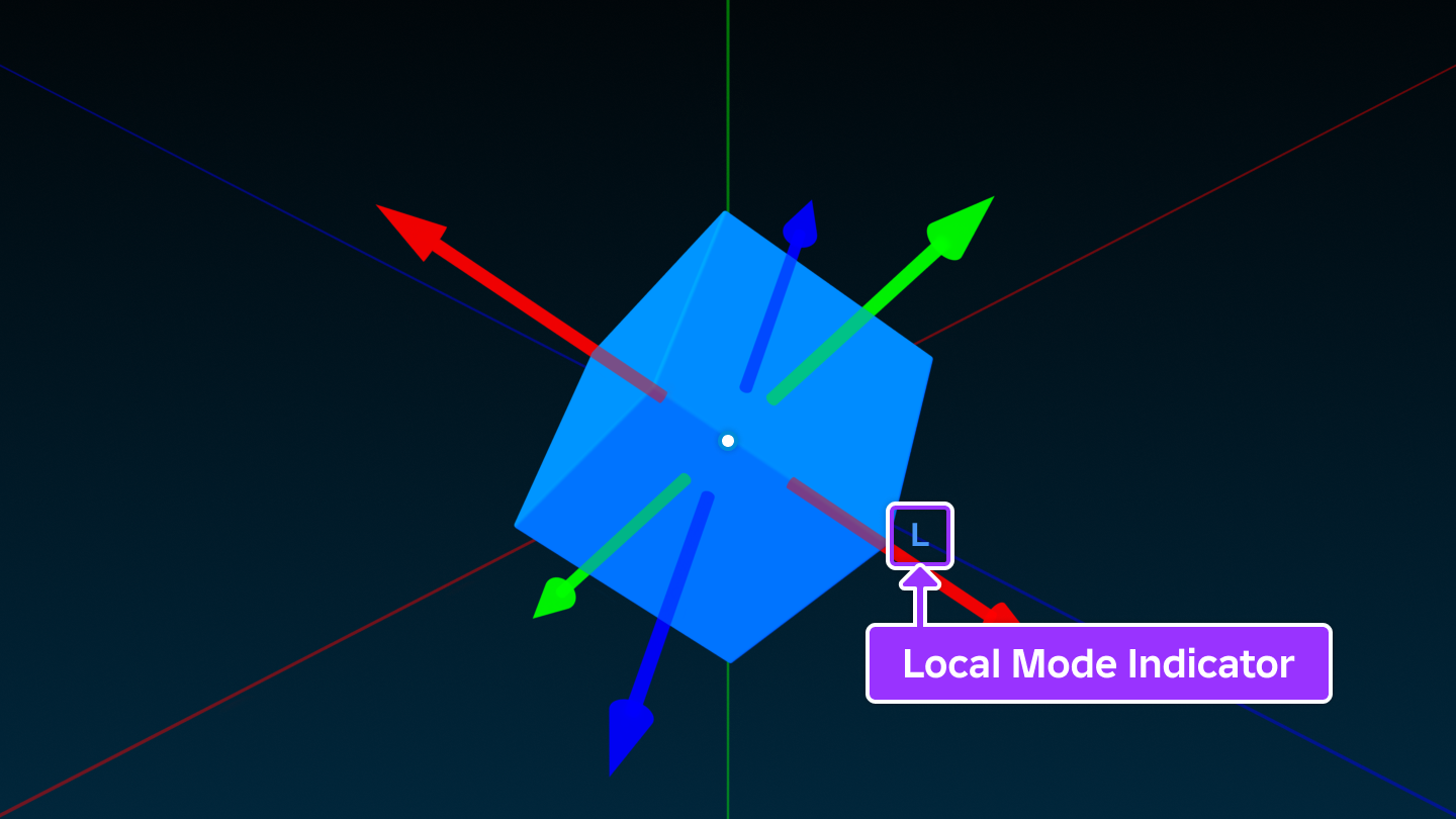 An angled block part with draggers in Local orientation mode.