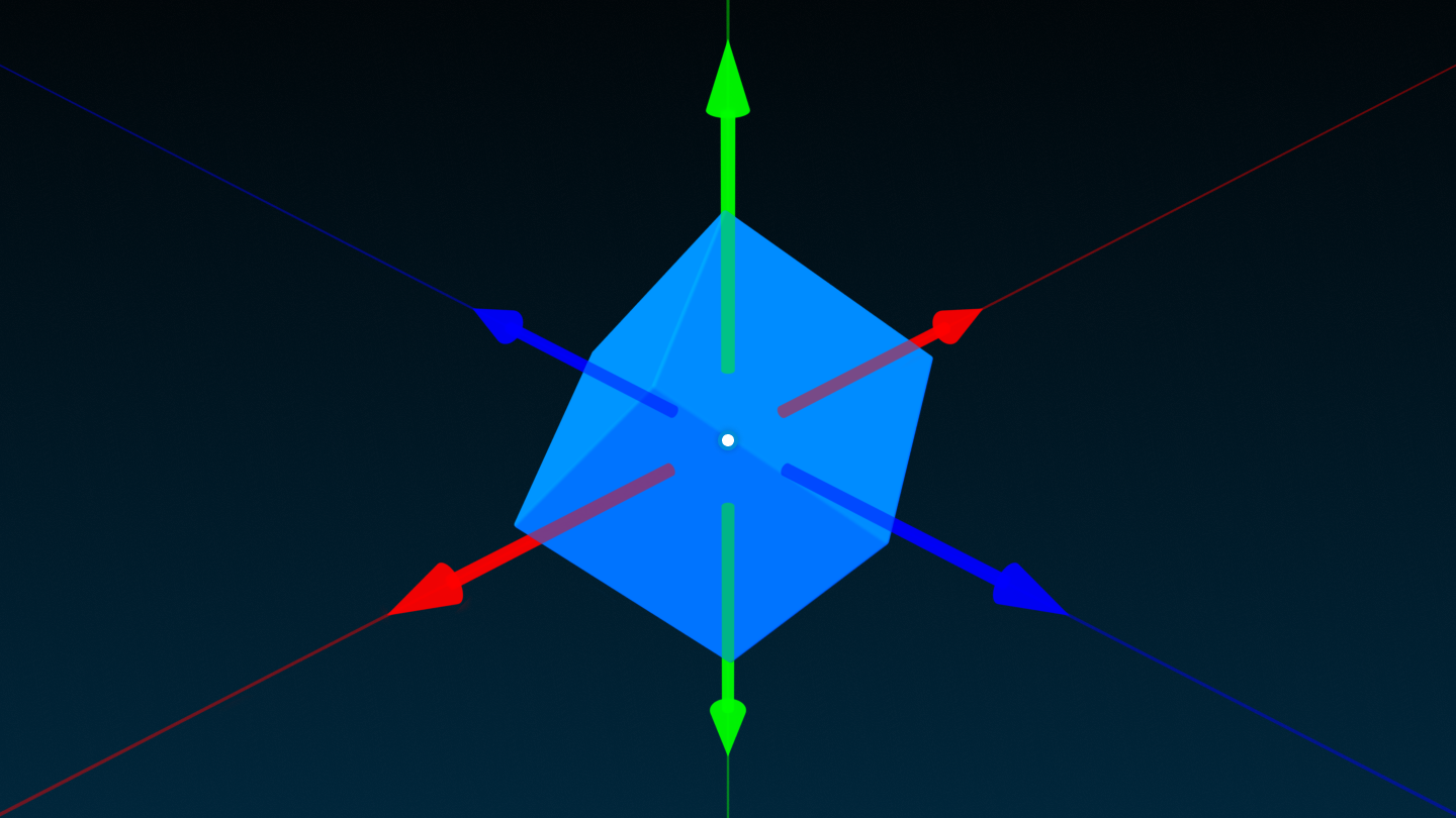 An angled block part with draggers in World orientation mode.