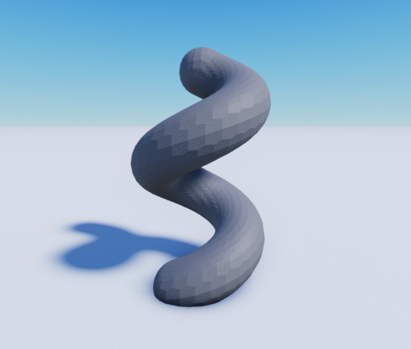 A spiral shape created by sweeping a sphere.