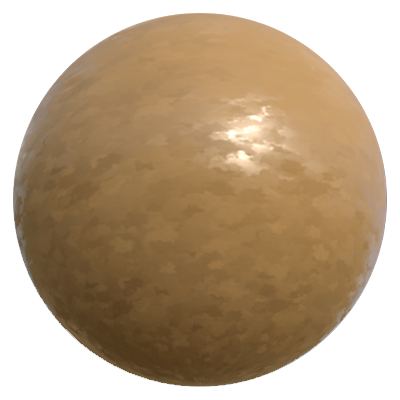 A brown sphere with light splotches.