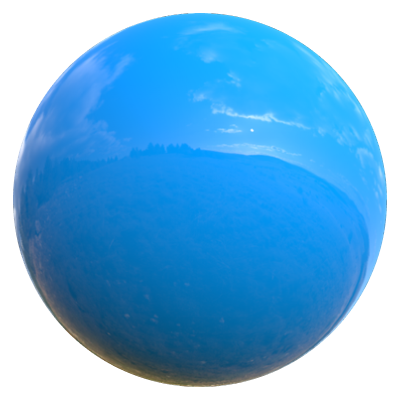 A blue glossy sphere.