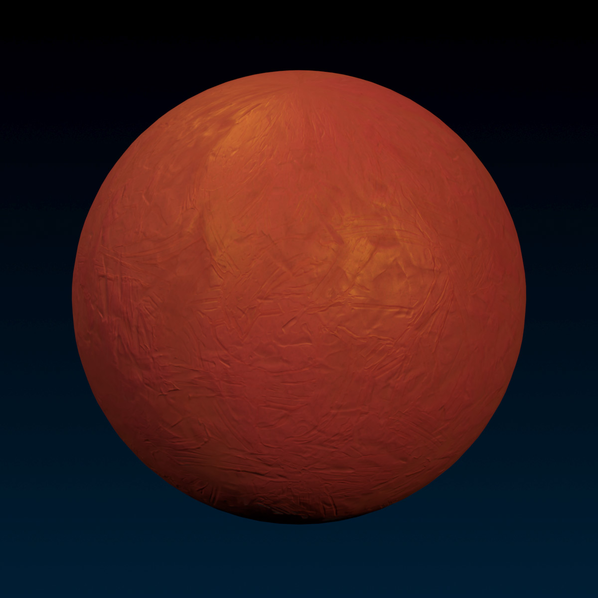 A rough orange sphere with a dark background.