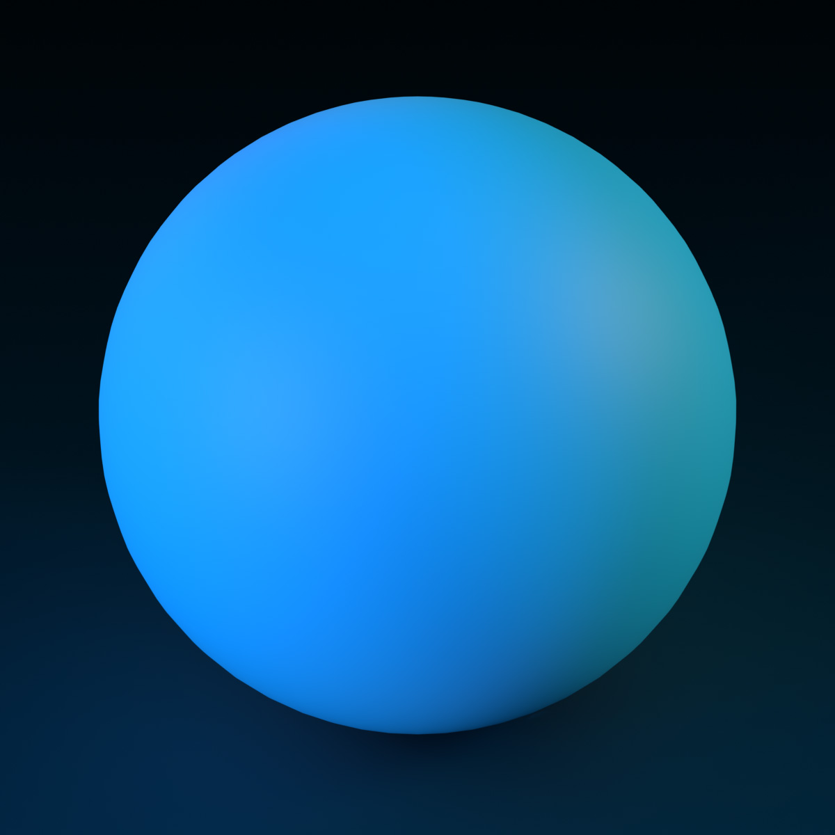 A blank light blue sphere with a dark background.