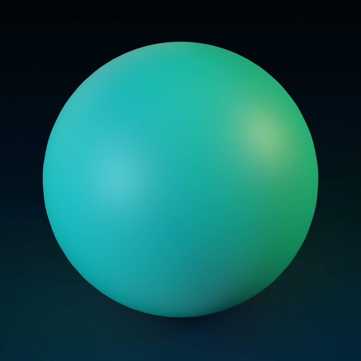A blank teal sphere with a dark background.