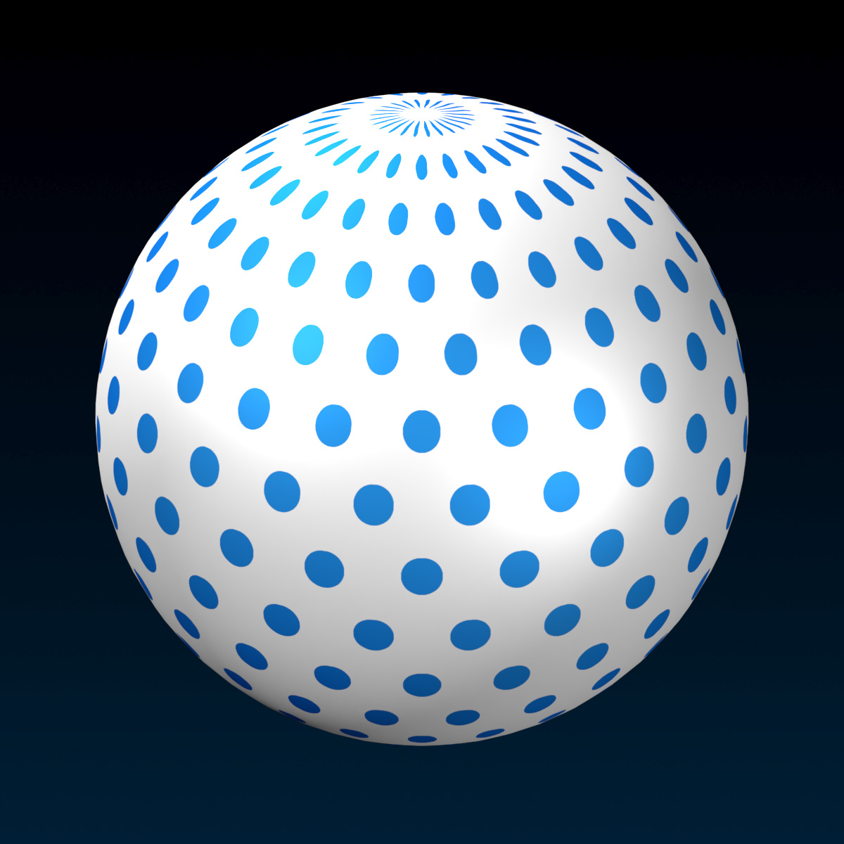 The sphere has the polkadot patterns scattered over its surface. Transparency value is ignored.