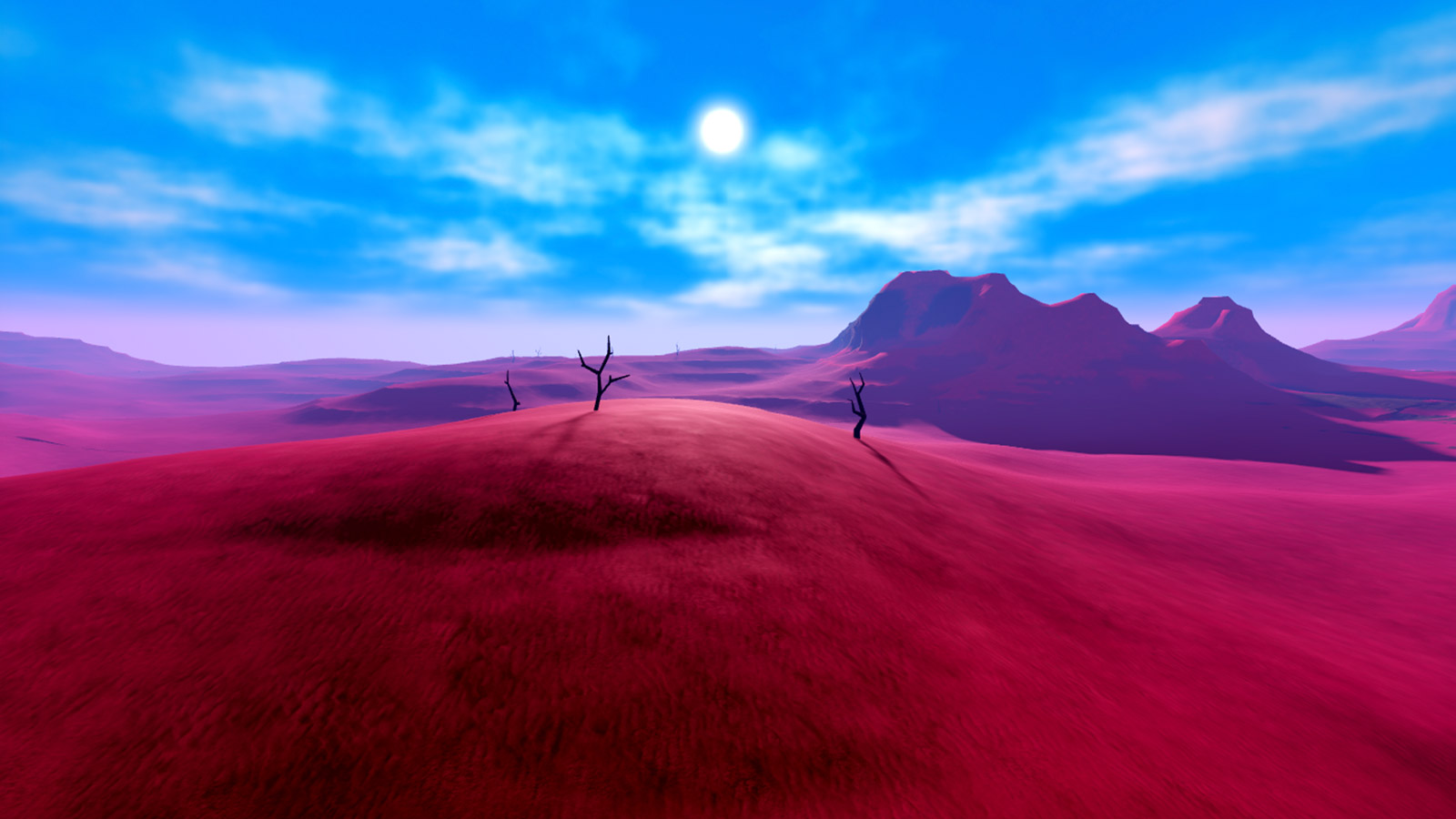 Custom terrain colors applied for fantasy landscape