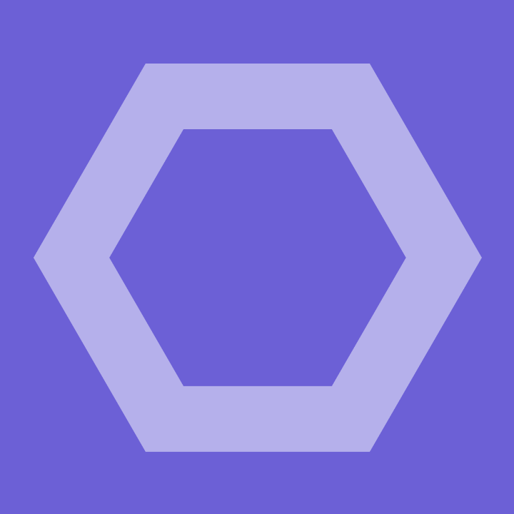 An example decal image of a light purple hexagon on top of a dark purple background.