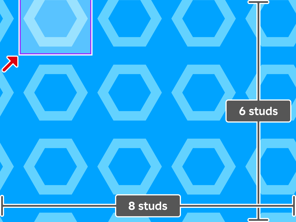 2x2 texture on a surface of 8x6 studs with offset of 0.5x0.5 studs.