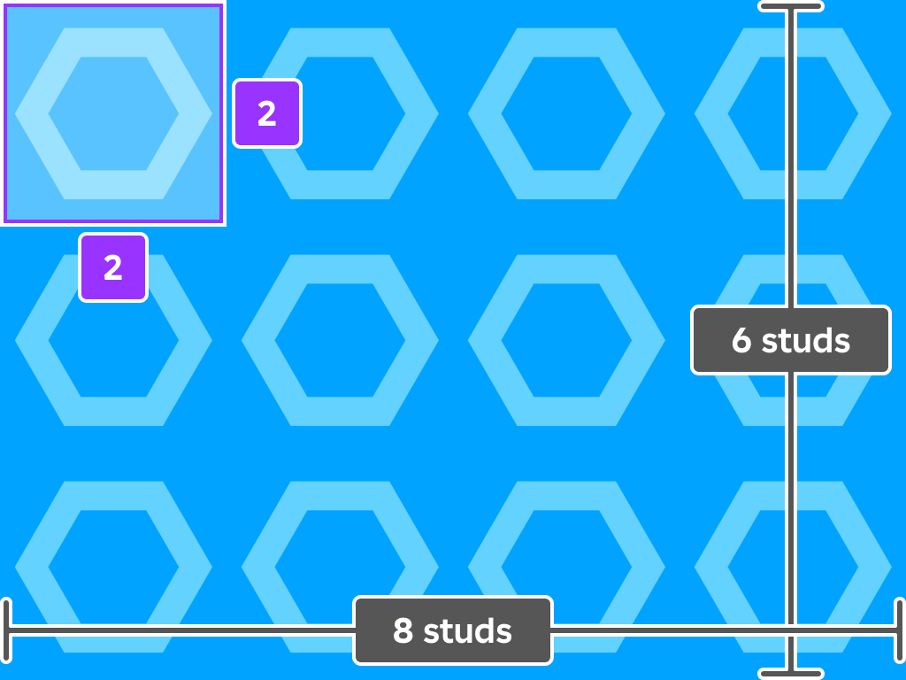 Texture on a surface of 8x6 studs with size of each tile in 2x2.
