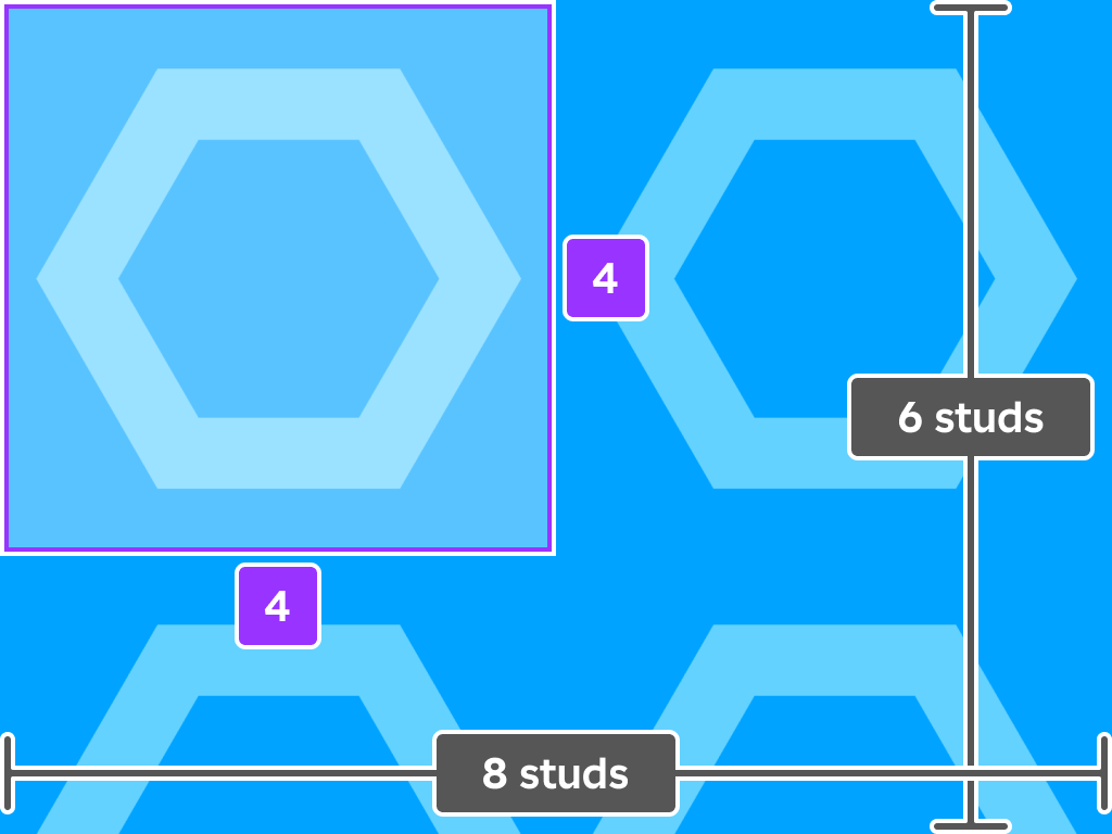 Texture on a surface of 8x6 studs with size of each tile in 4x4.