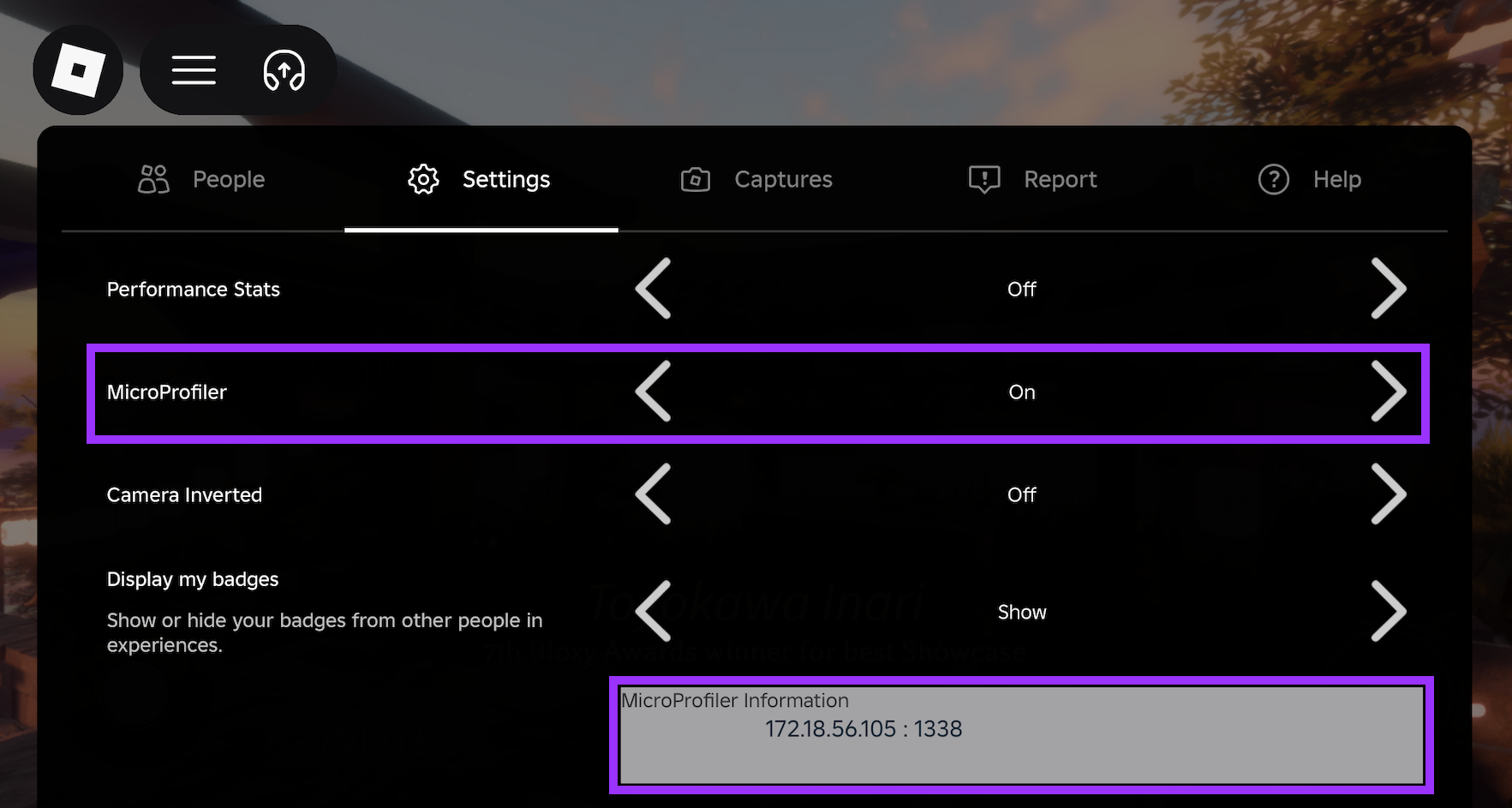 The MicroProfiler UI on mobile.