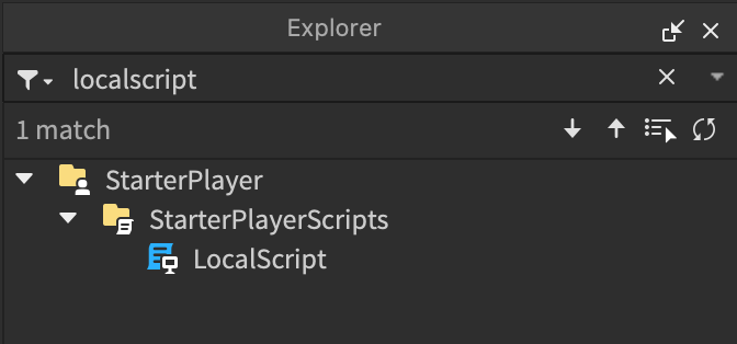 A view of filtering in the Explorer window.