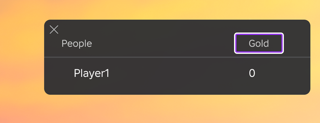 Stat name 'Gold' shown on leaderboard