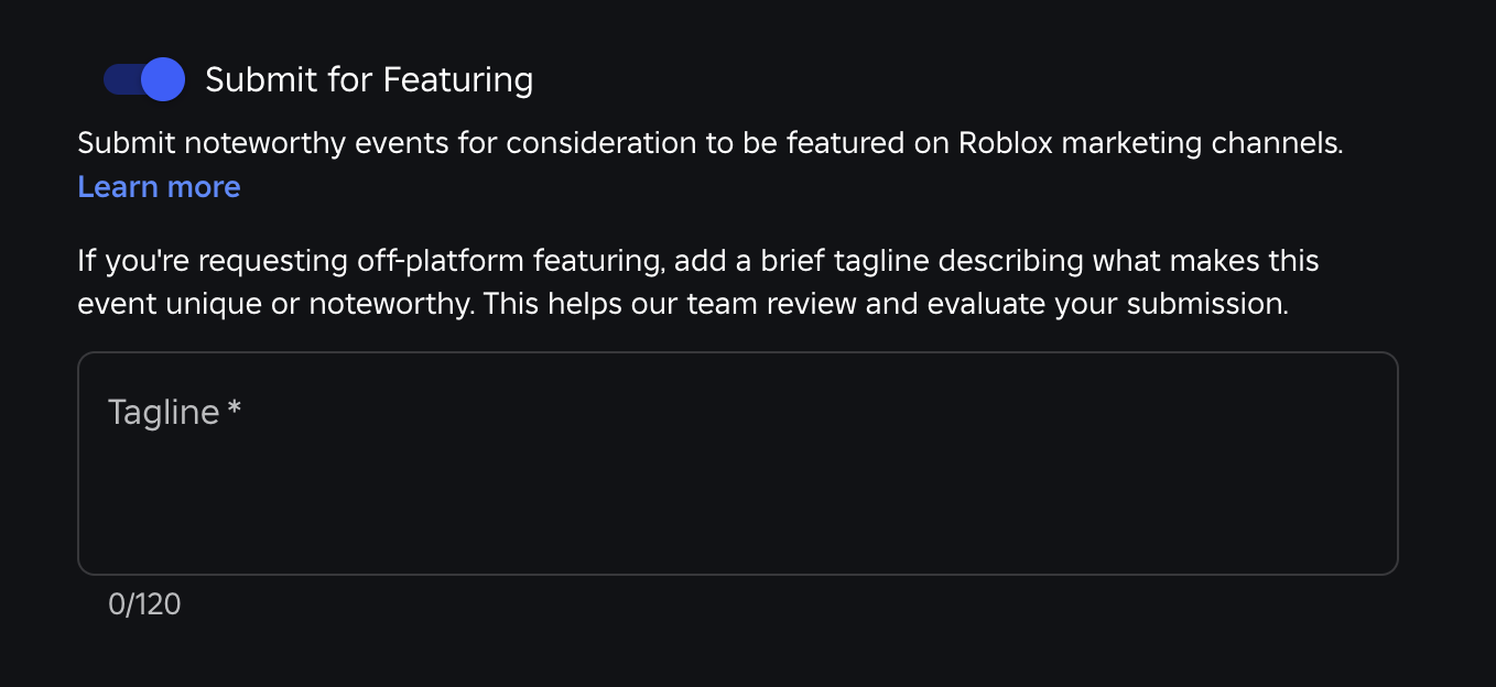 Submit for Featuring toggle.