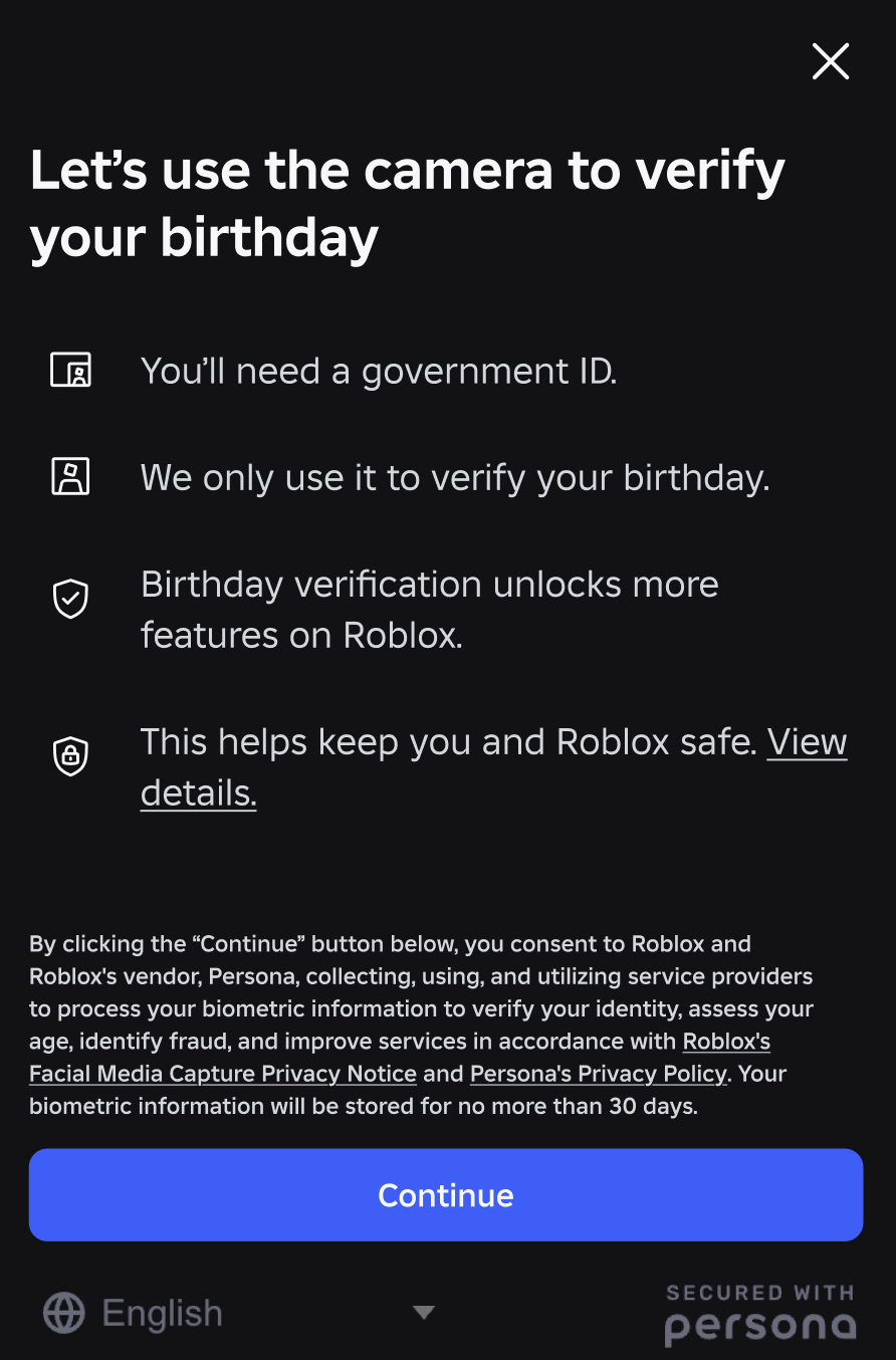 Option to verify age with selfie or ID