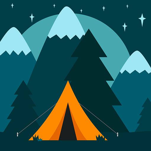 Icon expressing a camping simulation