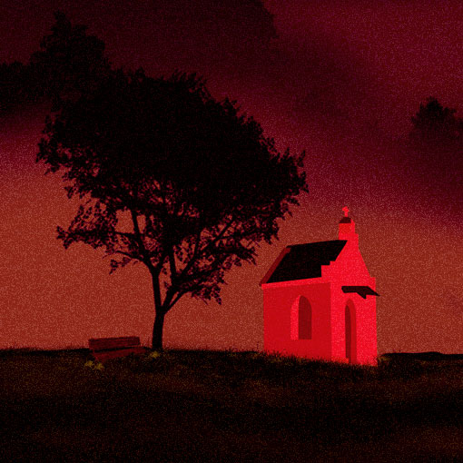 Icon with heavy color balance and contrast for a horror game