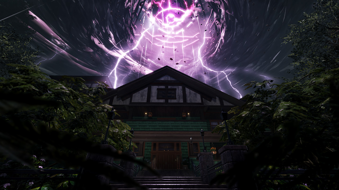 Thumbnail with a dark and stormy theme for a horror game