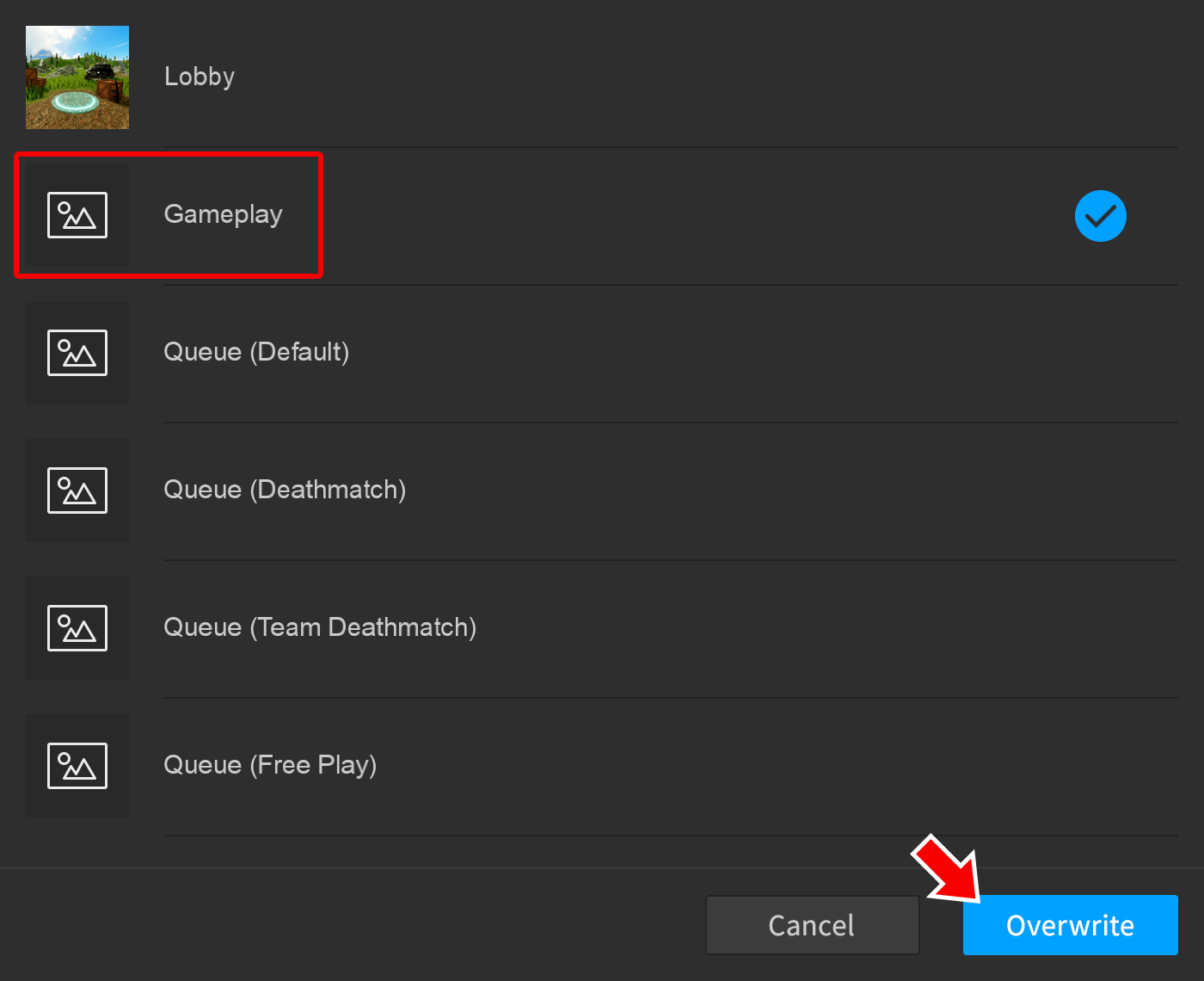 Overwrite Existing Place